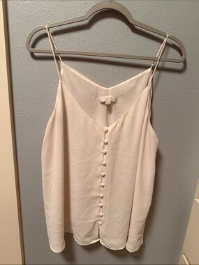 LOFT Cream Spaghetti-Strap Button-Front Cami